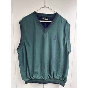 Vintage ROCHE Golf Vest Size Large V-Neck Blue & Green Blue Made in the USA